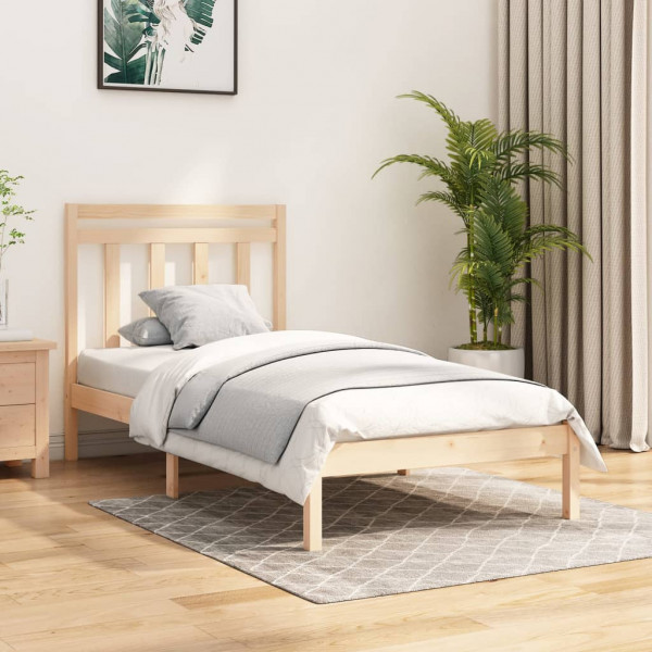 Estructura de cama individual madera maciza 90x190 cm D