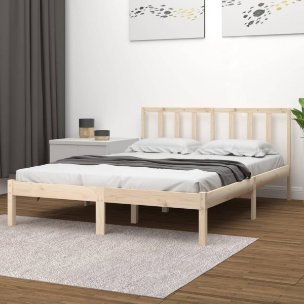 Estrutura de cama de madeira maciça de pinho 135x190 cm D