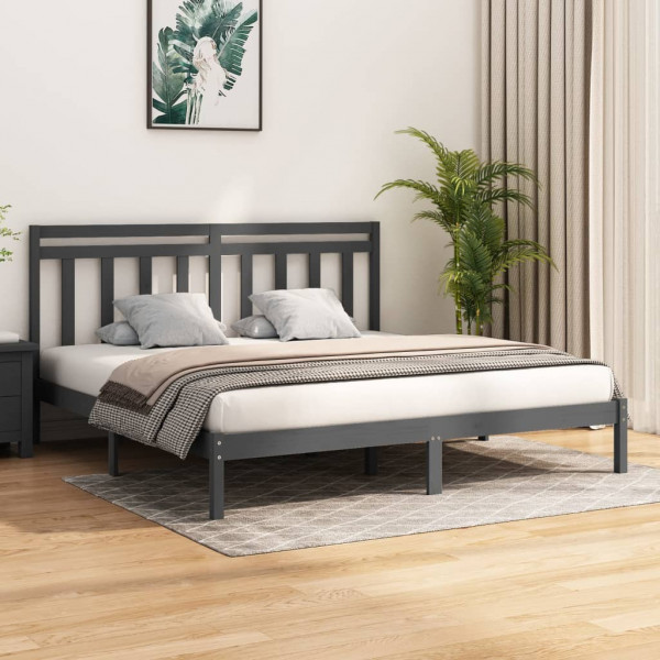 Estrutura da cama madeira maciça cinza super king 180x200 cm D
