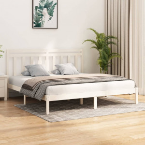 Estructura de cama madera maciza blanco 200x200 cm D