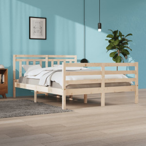 Estructura de cama madera maciza 140x200 cm D
