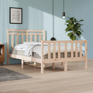 Estructura de cama doble pequeña de madera maciza 120x190 cm D