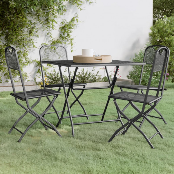Set de comedor de jardín 5 pzas malla metal expandido antracita D
