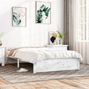 Estructura de cama madera maciza blanca 140x200 cm D