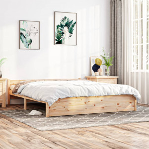Estructura de cama madera maciza 200x200 cm D
