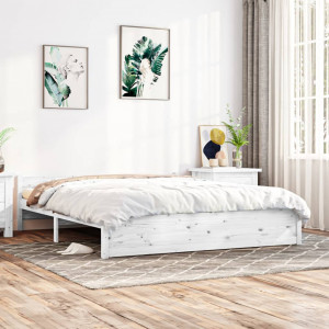 Estructura de cama madera maciza blanco 200x200 cm D