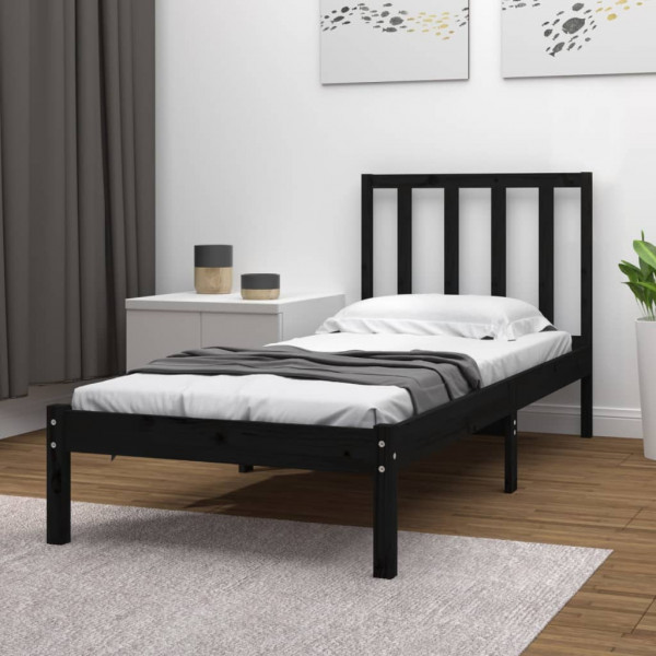 Estrutura de cama em madeira maciça de pinho preto 90x200 cm D