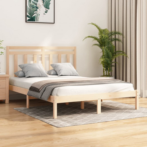 Estructura de cama matrimonial madera maciza 135x190 cm D