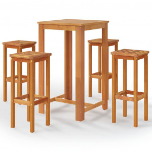 Juego muebles de bar para jardín 5 pzas madera de acacia maciza D