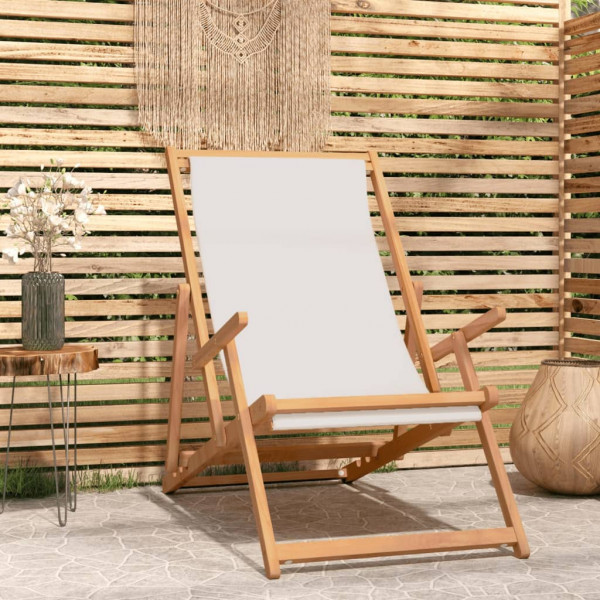 Silla de playa plegable de madera maciza de teca crema D