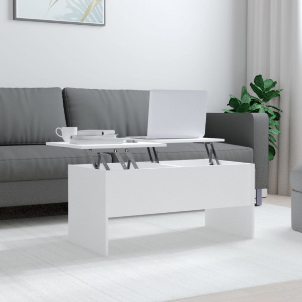 Mesa de centro de compensado branco 102x50,5x46,5 cm D