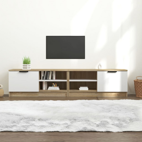 Mueble TV 2 pzas madera contrachapada blanco roble 80x35x36.5cm D