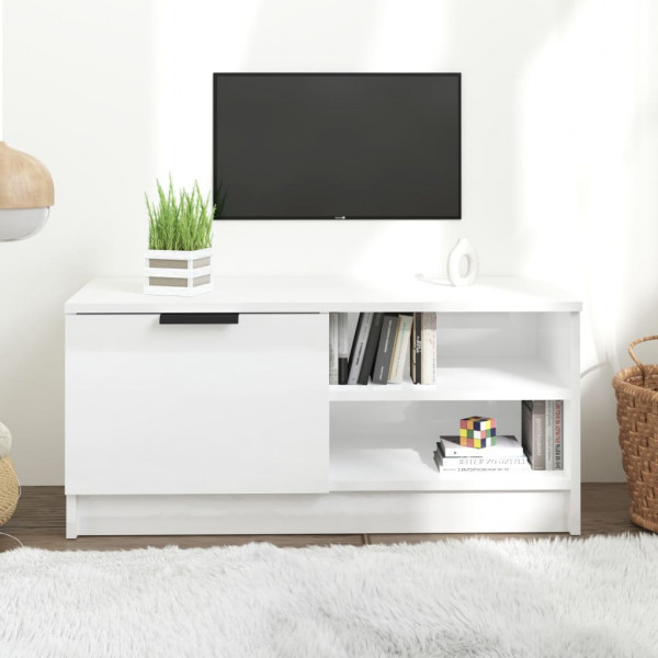 Mobiliário de TV madeira revestida branco brilhante 80x35x36.5cm D