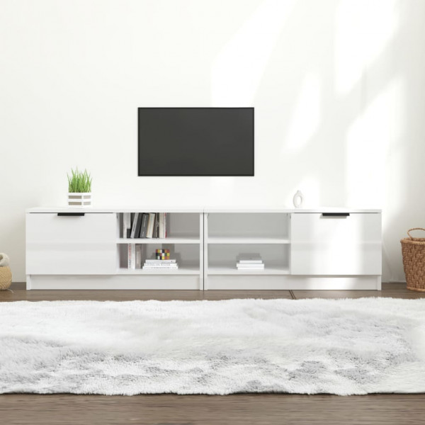 Móvel TV 2 pzs madeira contraplacada branco brilho 80x35x36.5cm D
