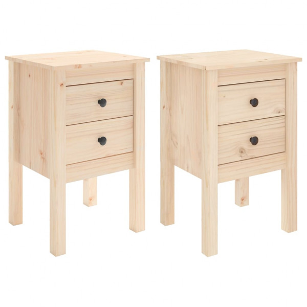 Mesitas de noche 2 uds madera maciza de pino 40x35x61.5 cm D