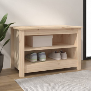 Banco zapatero de madera de pino maciza 70x38x45.5 cm D