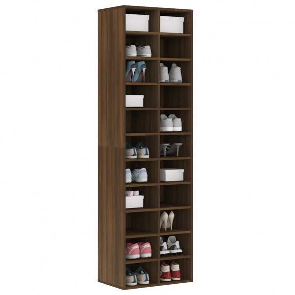 Zapatero de madera contrachapada roble marrón 54x34x183 cm M 3