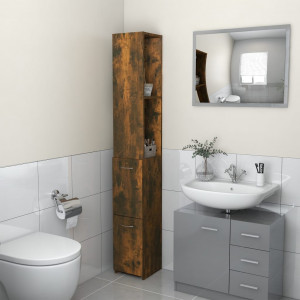 Armario baño madera contrachapada roble ahumado 25x25x170 cm D