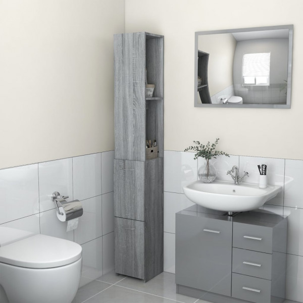 Mueble de baño madera de ingeniería gris Sonoma 25x26.5x170 cm D