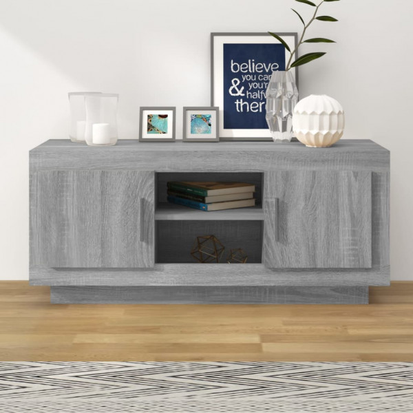 Mueble para TV madera contrachapada gris Sonoma 102x35x45 cm D