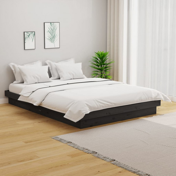 Estrutura de cama em madeira maciça cinza King Size 150x200 cm D