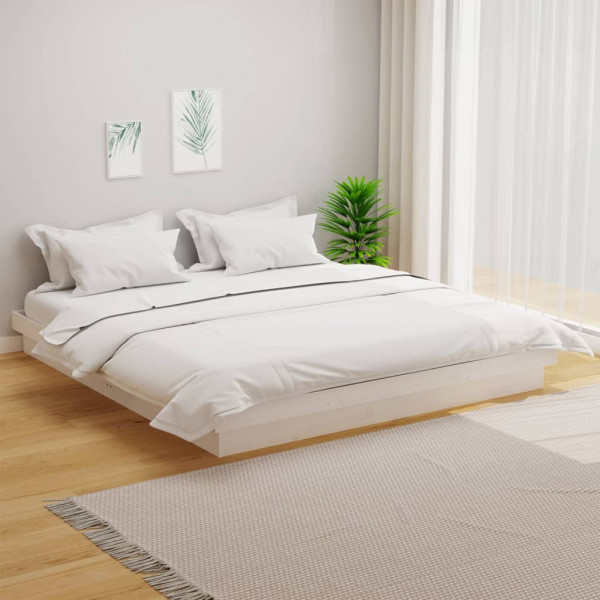 Estructura de cama de madera maciza blanca 160x200 cm D