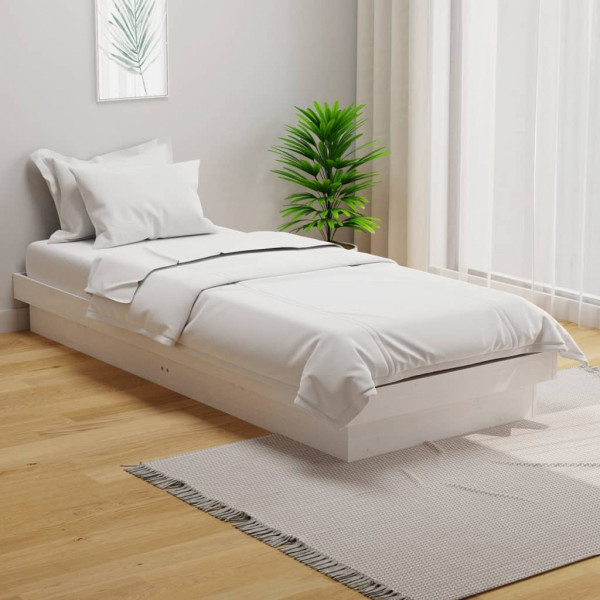 Estrutura de cama individual em madeira maciça branca 75x190 cm D