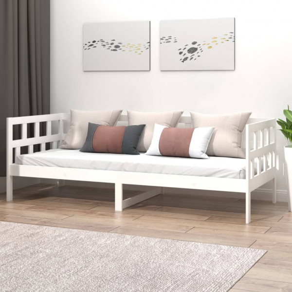 Sofá cama madera maciza de pino blanco 80x200 cm D
