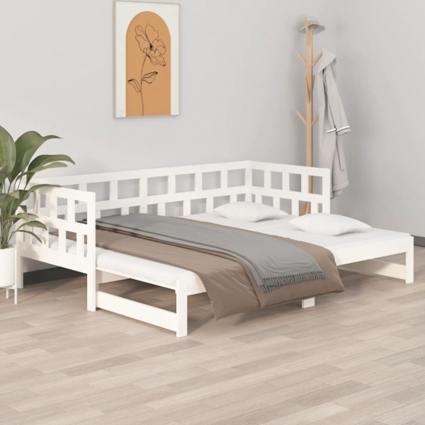 Sofá-cama removível em madeira maciça de pinho branco 2x(90x200) cm D