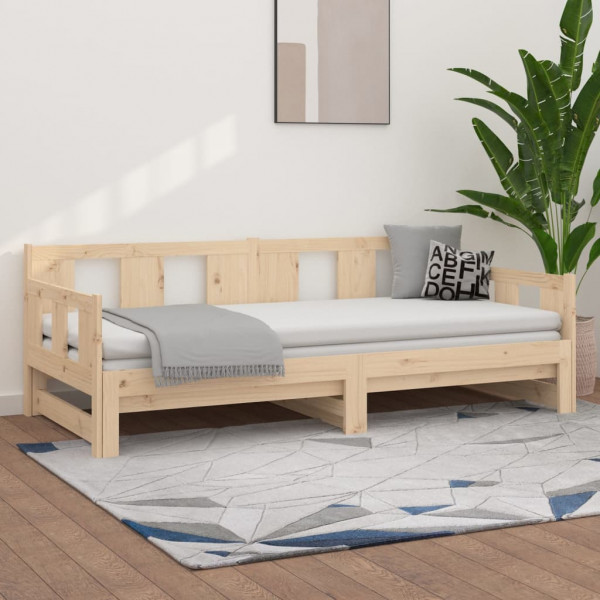 Sofá cama removível em madeira maciça de pinho 2x(90x200) cm D