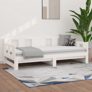 Sofá-cama removível em madeira maciça de pinho branco 2x(90x200) cm D