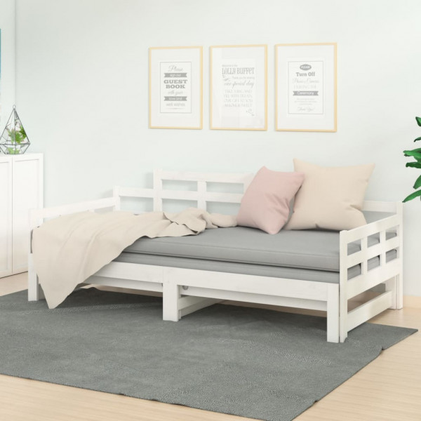 Sofá cama extraíble madera maciza de pino blanco 2x(90x200) cm D