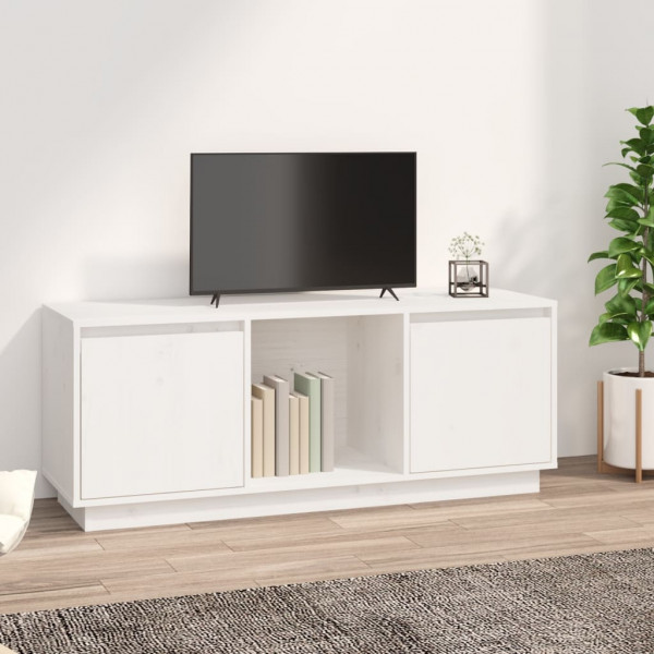 Móvel TV em madeira maciça de pinho branco 110,5x35x44 cm D