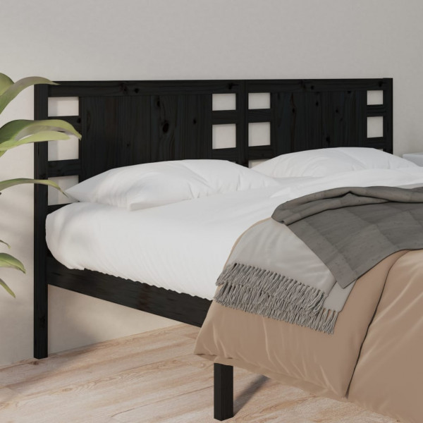 Cabeça de cama madeira maciça de pinho preto 146x4x100 cm D