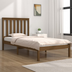 Estructura de cama madera maciza de pino marrón miel 160x200 cm