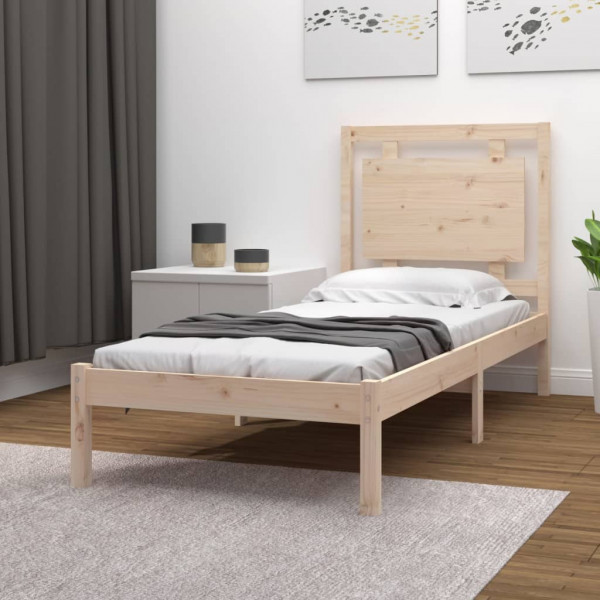 Estrutura de cama madeira maciça individual pequena 75x190 cm D