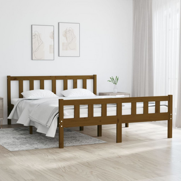 Estrutura de cama dupla de madeira maciça marrom mel 120x190 cm D