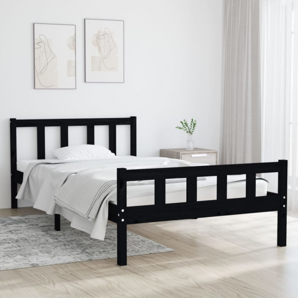Estructura de cama madera maciza negro 100x200 cm D