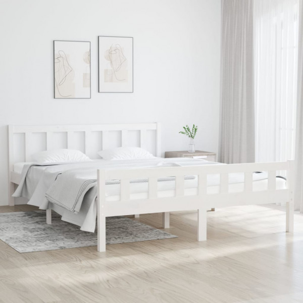 Estructura de cama madera maciza blanca 120x200 cm D