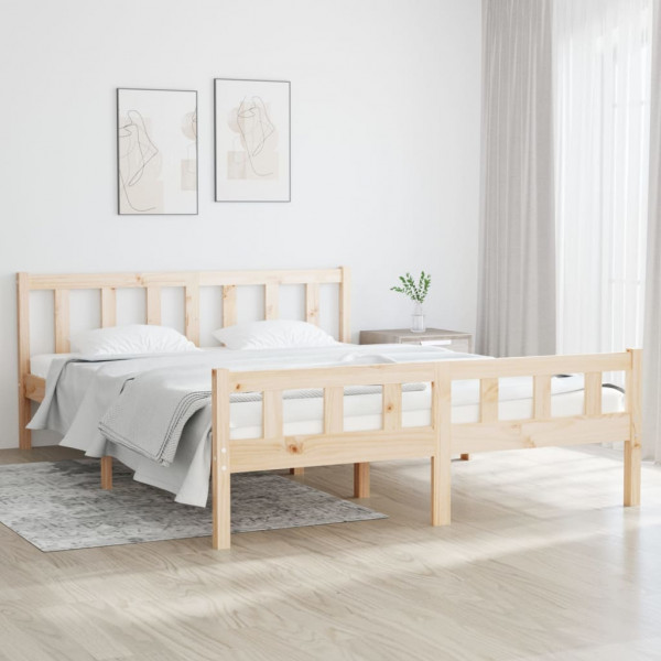 Estructura de cama de madera maciza 140x200 cm D