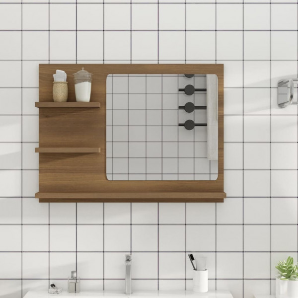 Espejo de baño madera contrachapada marrón roble 60x10.5x45 cm D