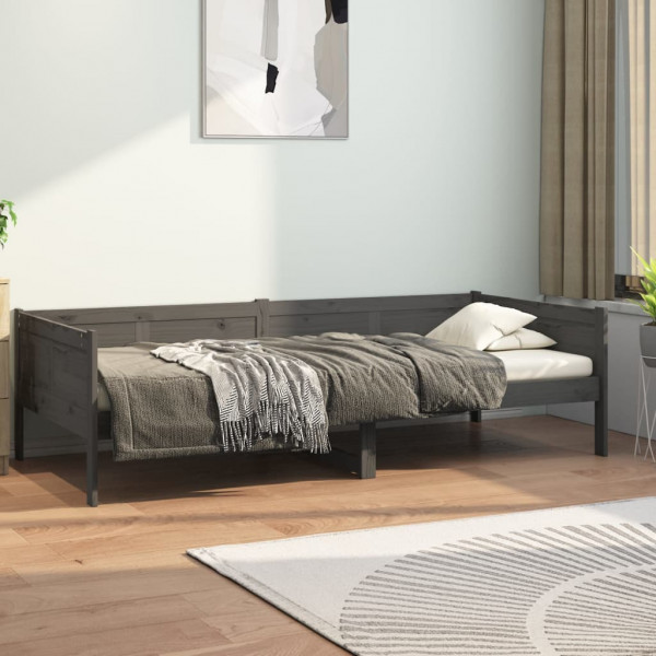 Sofá cama de madeira maciça de pinho cinza 90x200 cm D
