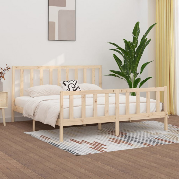 Estructura de cama de madera maciza Super King 180x200 cm D