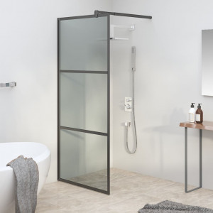 Mampara de ducha accesible vidrio ESG oscuro negro 90x195 cm D