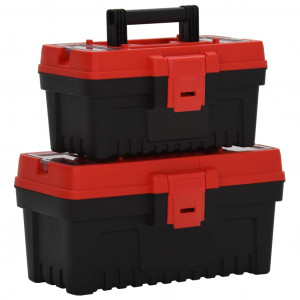Caixa de ferramentas Set 2 PCs Polipropileno preto e vermelho D