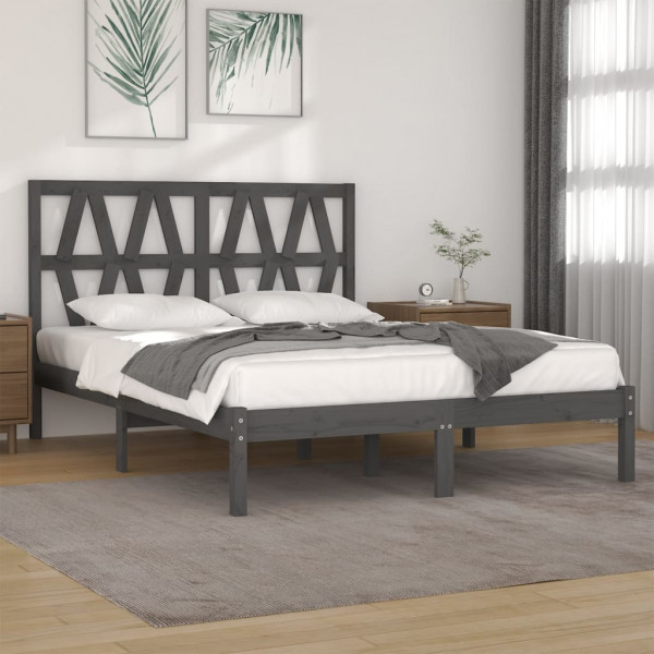 Estrutura de cama em madeira de pinho maciça cinza 120x200 cm D