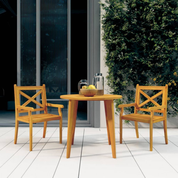 Cadeiras de jantar de jardim 2 peças em madeira de acácia maciça D