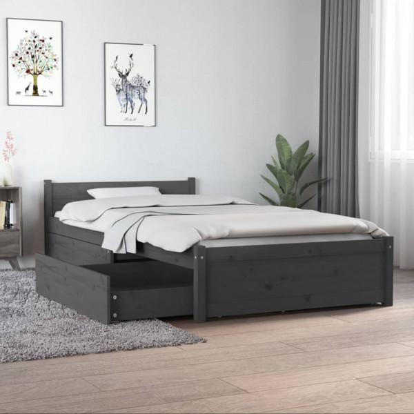 Estructura de cama individual con cajones gris 90x190 cm D