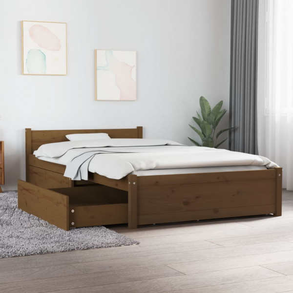 Estrutura de cama com caixotes marrom mel 90x200 cm D