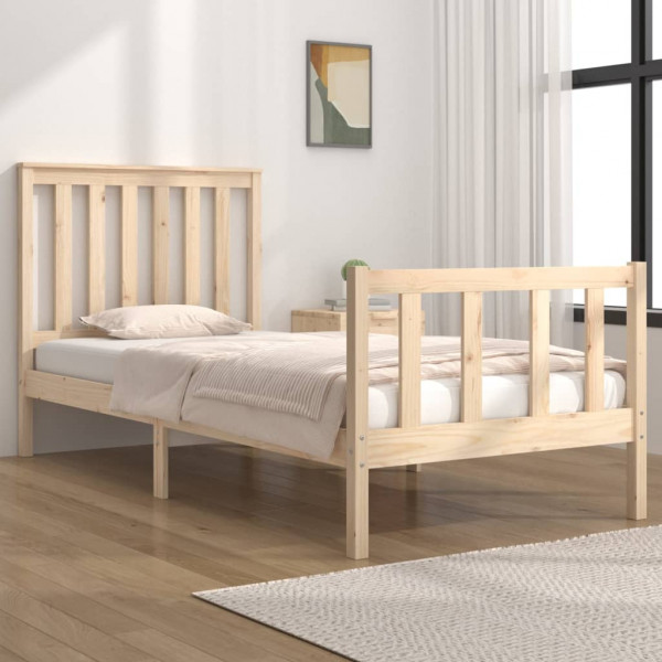 Estrutura de cama individual em madeira de pinho maciça 90x190 cm D